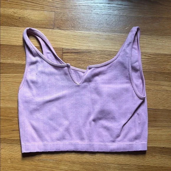 Pink Ribbed Crop Top - Picture 1 of 2